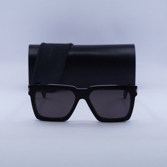 Saint Laurent SL610 001 Square Sunglasses - Black\Black - Picture 3 of 10